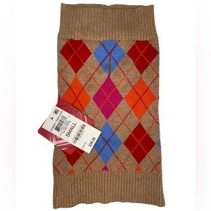 Charter Club Argyle Dog Sweater Warm Camel Heather Combo S New With Tags